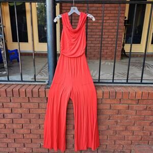 Free People FP Beach Kenna Jumpsuit Small NWT Red Wide Leg Off Shoulder Jumper